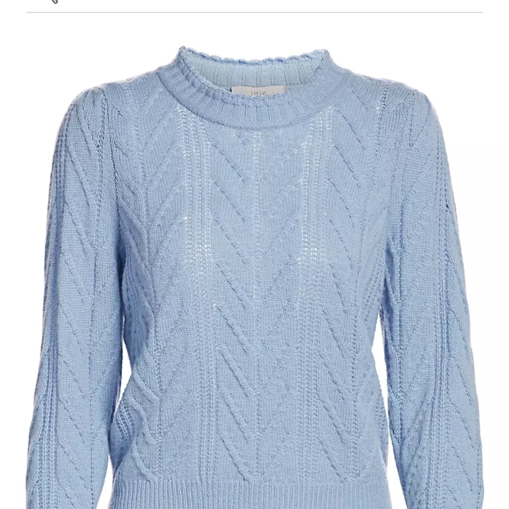 NWT Joie Tenzin Chevron Wool Cashmere Blend Sweater Thistle Blue Small